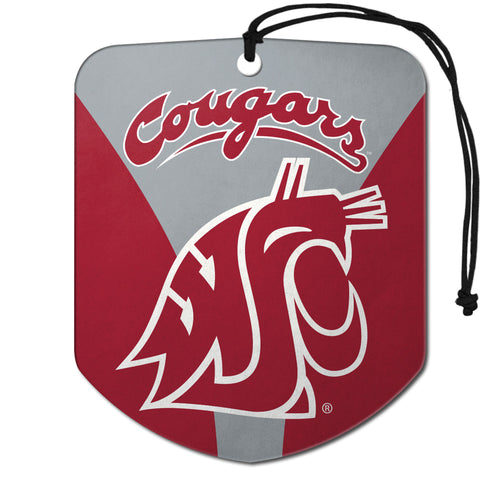 Washington State University auto air freshener 2-pack by Logo Brands, featuring WSU logo and design for car interior freshness.