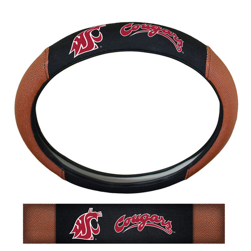 Washington State University sports grip steering wheel cover by Logo Brands, featuring WSU logos and a textured grip surface.