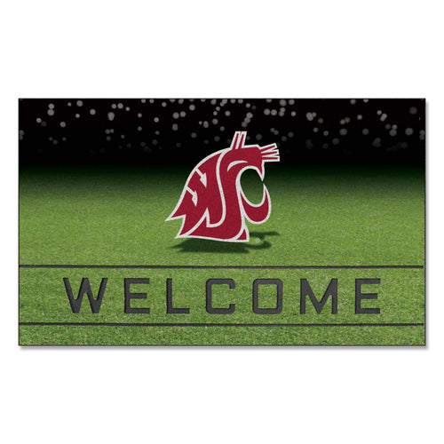 Washington State University crumb rubber door mat with WSU logo and school colors, ideal for indoor or outdoor entryways.