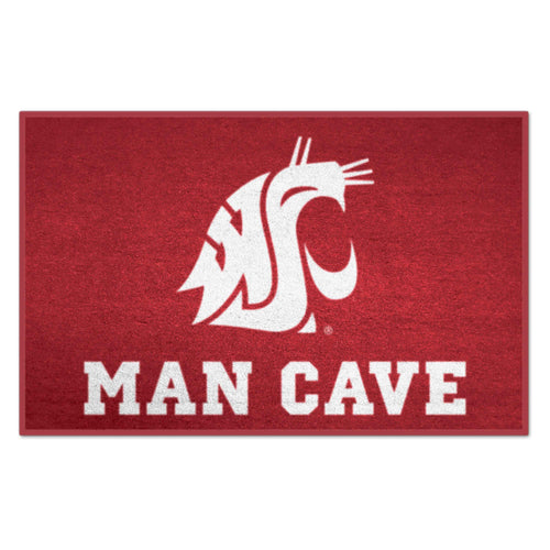Washington State University Man Cave Starter mat by Logo Brands featuring WSU logo and team colors for sports fans.