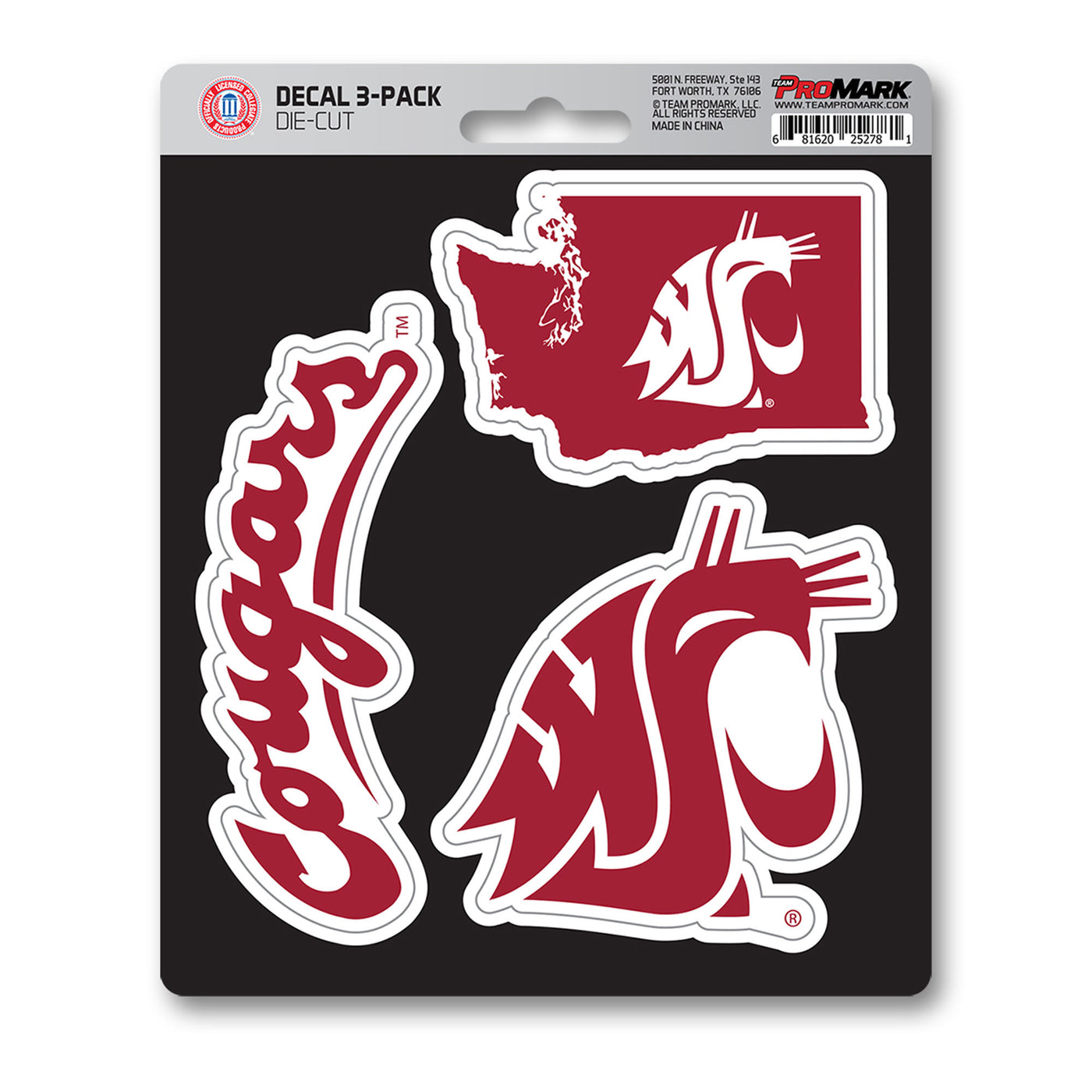 Washington State University Decal 3-pk
