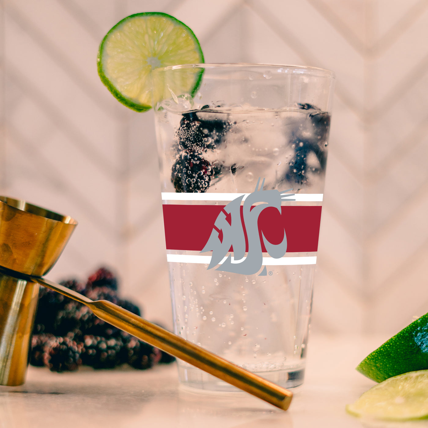 Washington State 16oz Stripe Pint Glass - Logo Brands