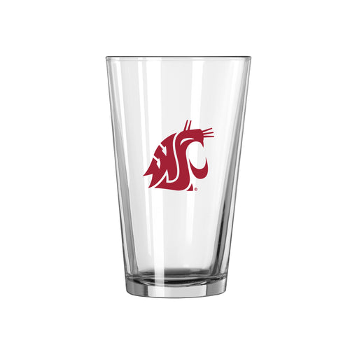 Washington State 16oz Logo Pint Glass, branded drinkware featuring the state logo, clear glass with printed design.