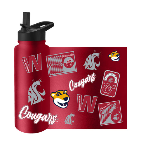 Washington State Dreamweave Quencher Bottle by Logo Brands, 34oz drinkware with Washington state design, plastic water bottle.