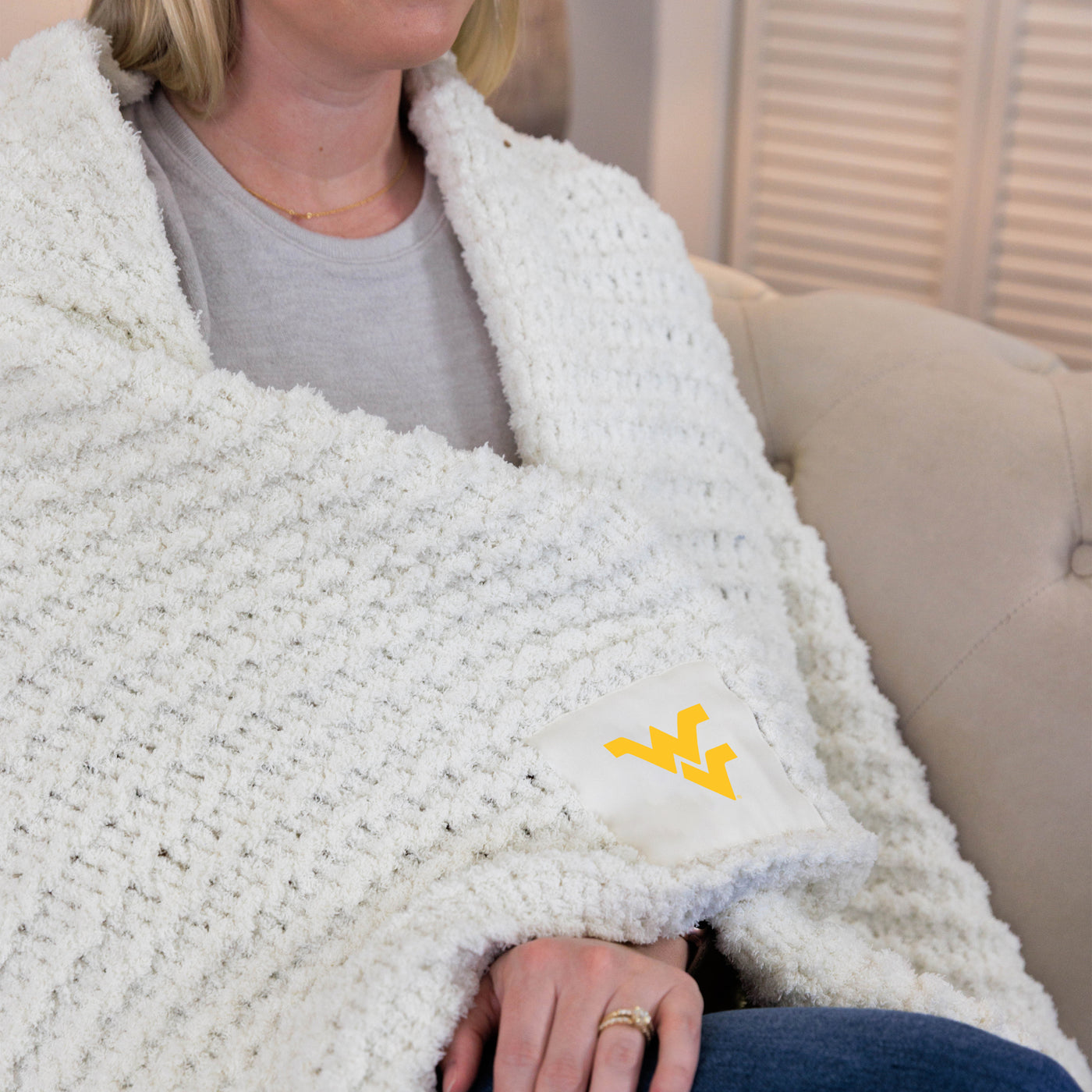 West Virginia Cable Knit Throw 50x60