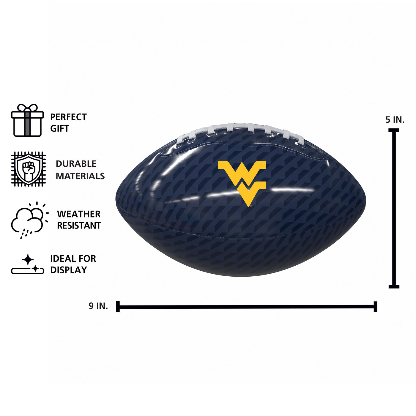 West Virginia Mini Size Glossy Football