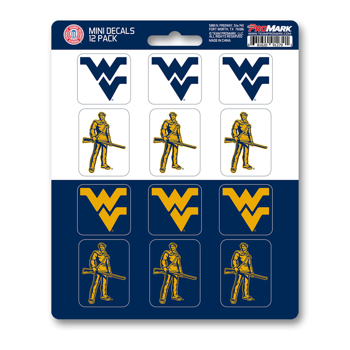 West Virginia University Mini Decal 12-pk