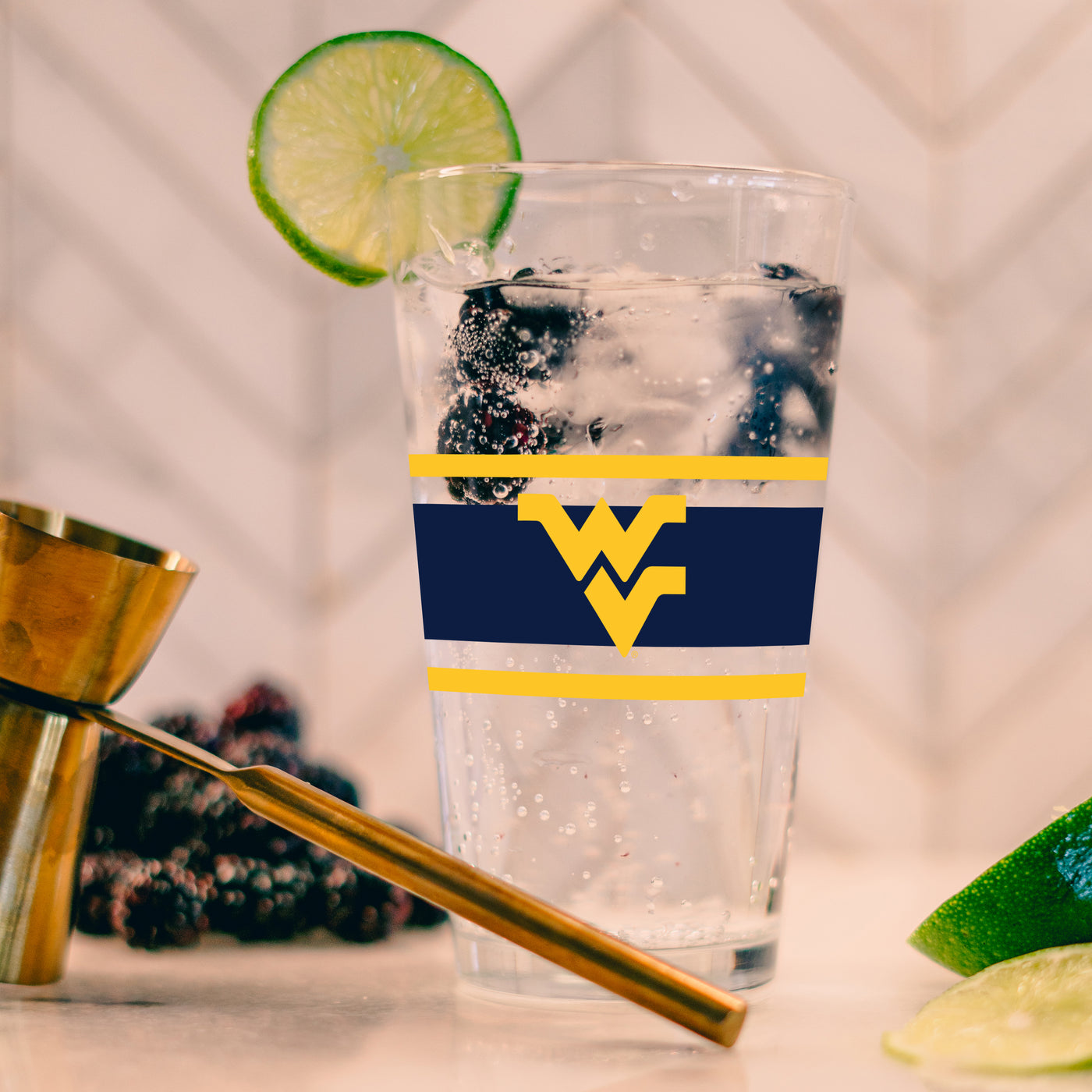 West Virginia 16oz Stripe Pint Glass