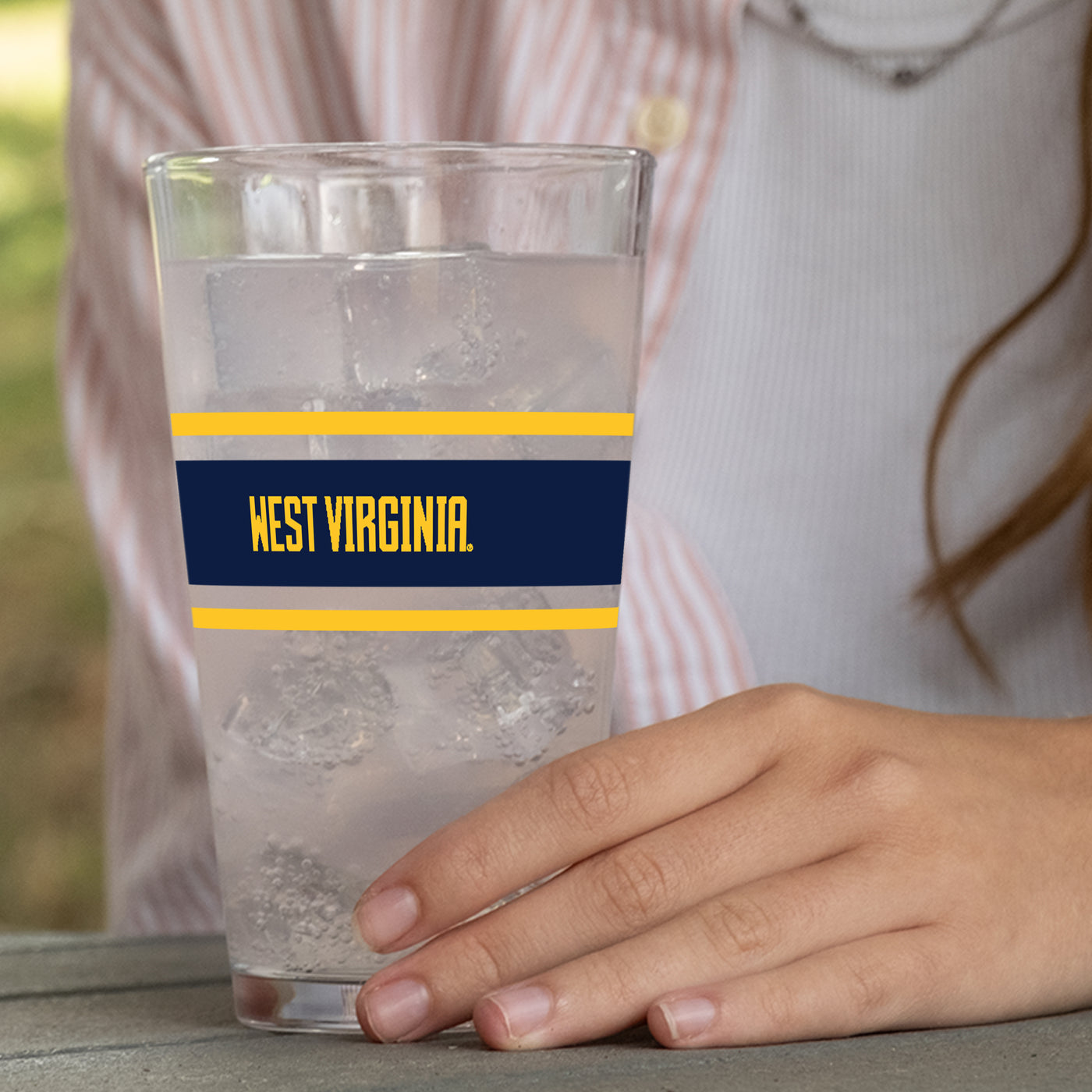 West Virginia 16oz Stripe Pint Glass