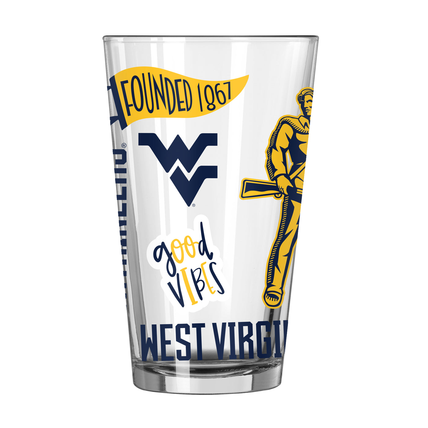 West Virginia 16oz Native Pint Glass