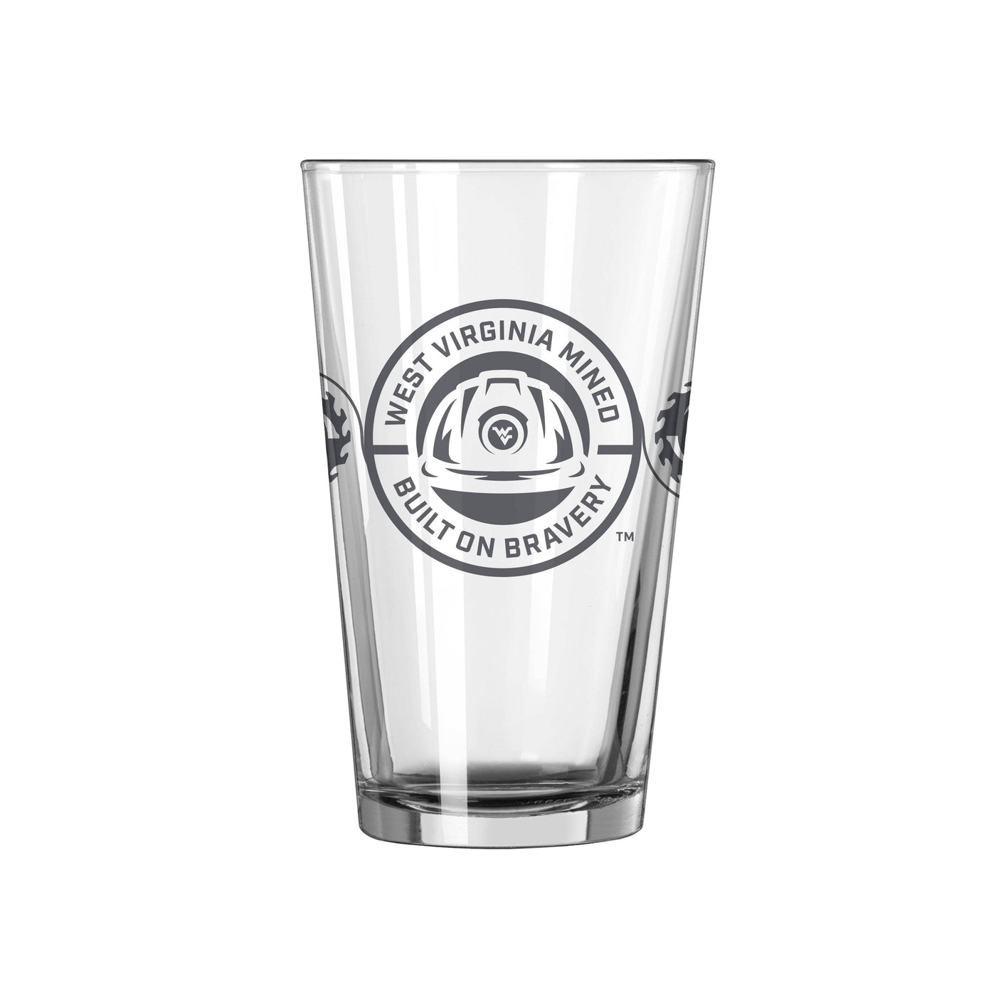 West Virginia Built On Bravery 16oz Pint Glass