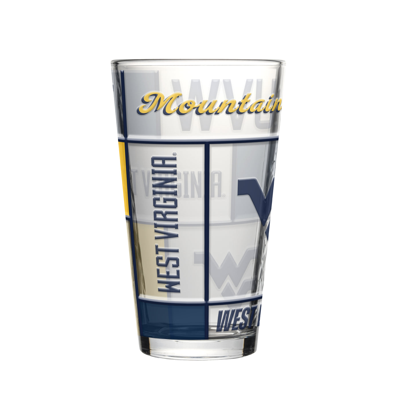 West Virginia 16oz Quilted Stained Pint Glass