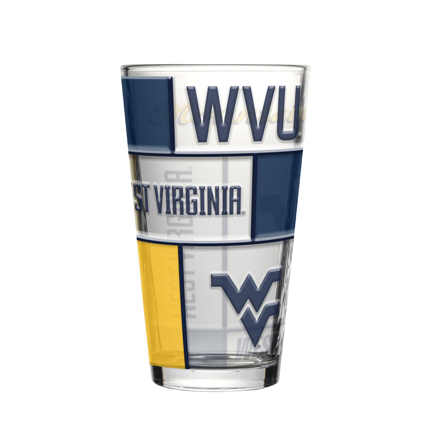 West Virginia 16oz Quilted Stained Pint Glass