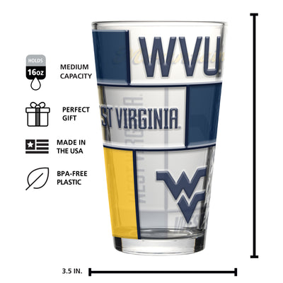 West Virginia 16oz Quilted Stained Pint Glass