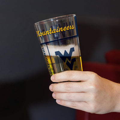 West Virginia 16oz Quilted Stained Pint Glass