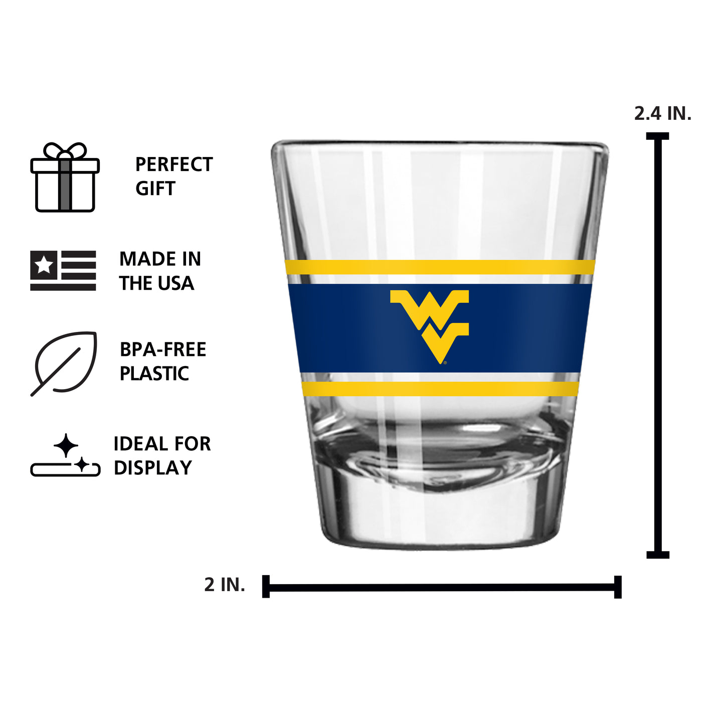 West Virginia 2oz Stripe Shot Glass