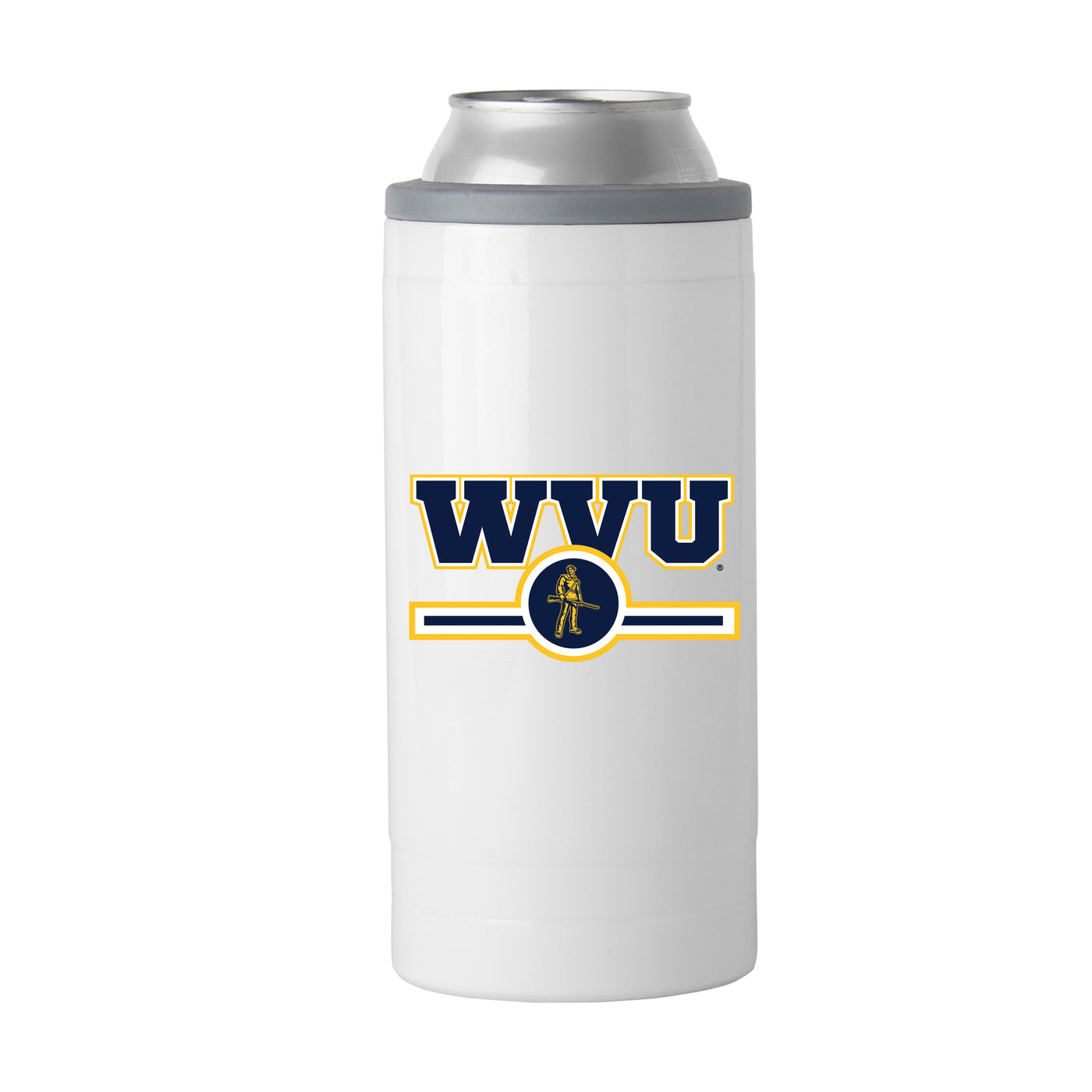 West Virginia Letterman 12 oz Slim Can Coolie