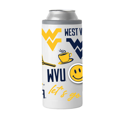 West Virginia 12oz Native Powder Coat Slim Can Coolie