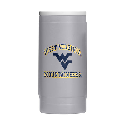 West Virginia 12oz Athletic Powder Coat Slim Can Coolie