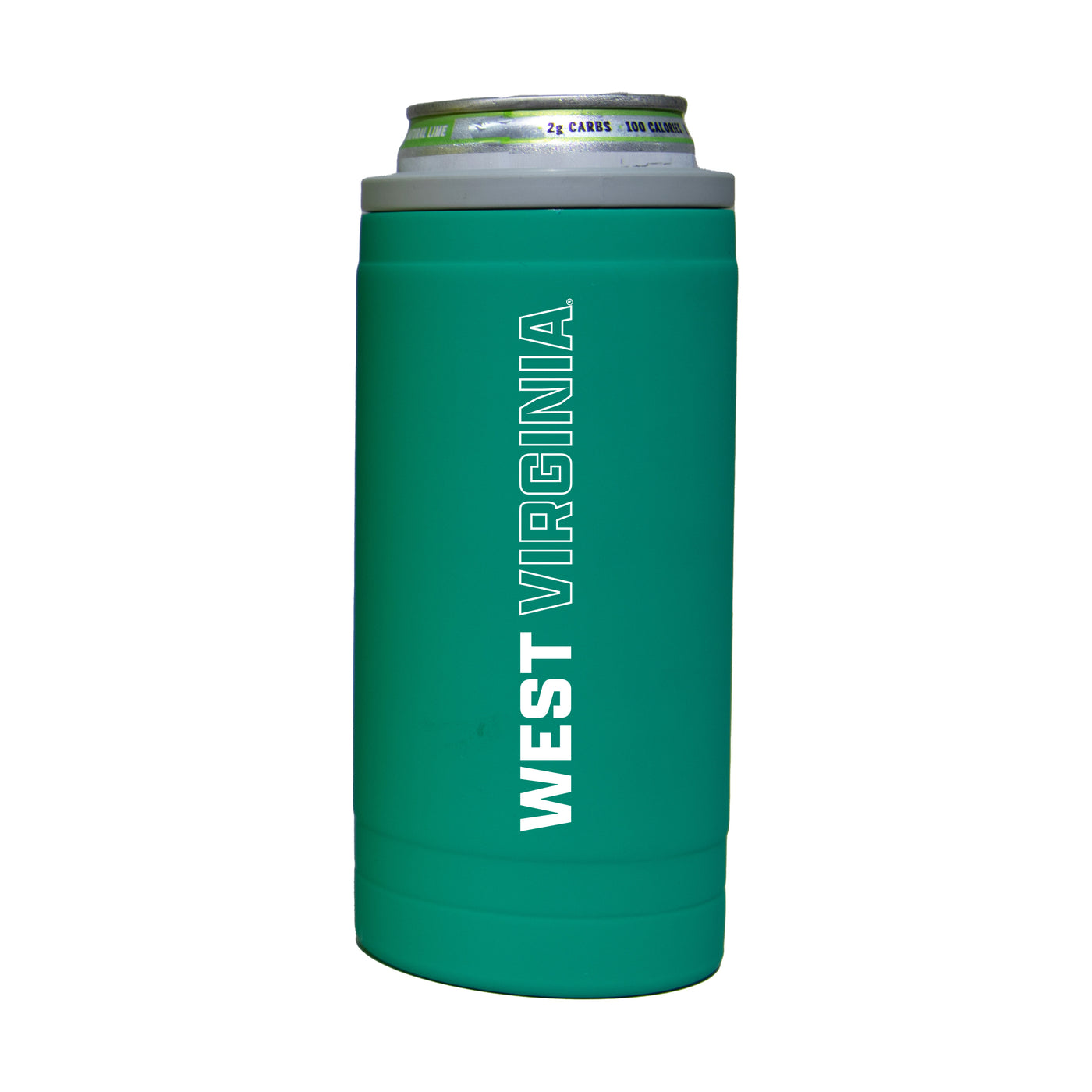 West Virginia 12oz Optic Stacked Soft Touch Slim Coolie