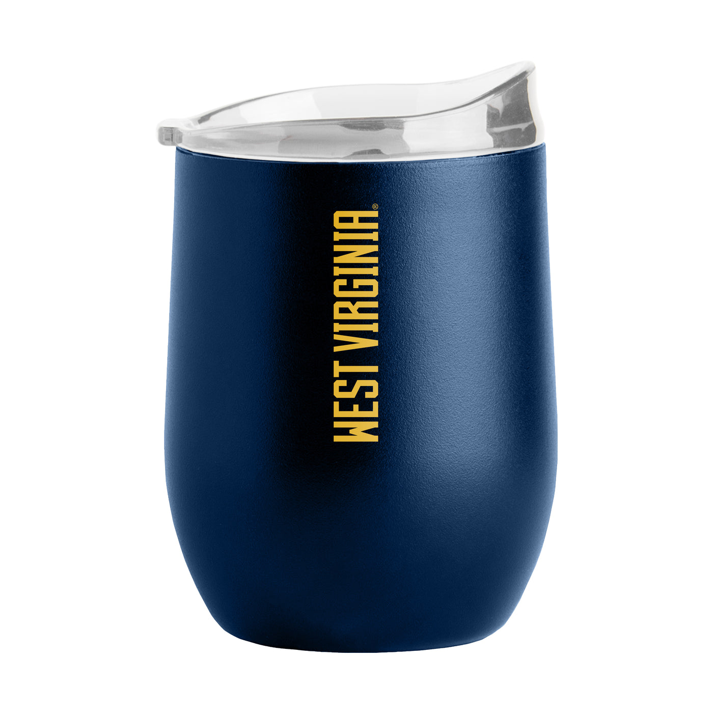 West Virginia 16oz Gameday Powder Coat Curved Bev