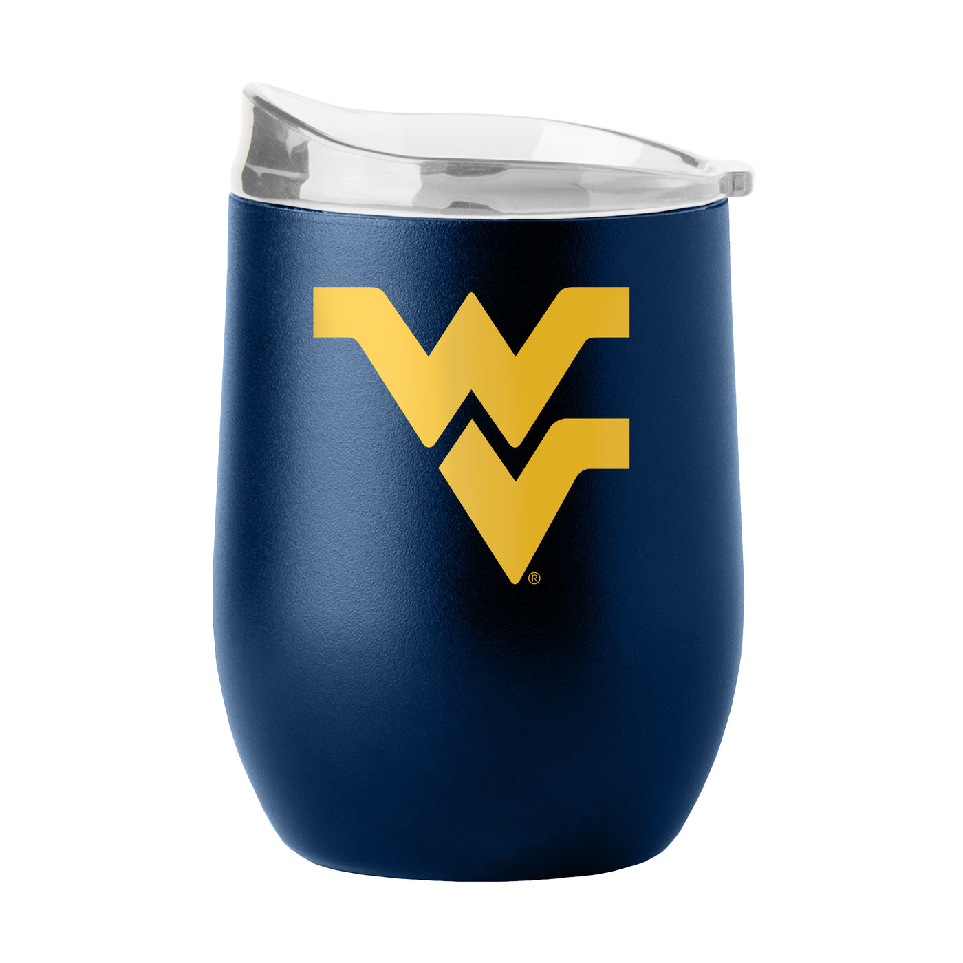 West Virginia 16oz Gameday Powder Coat Curved Bev