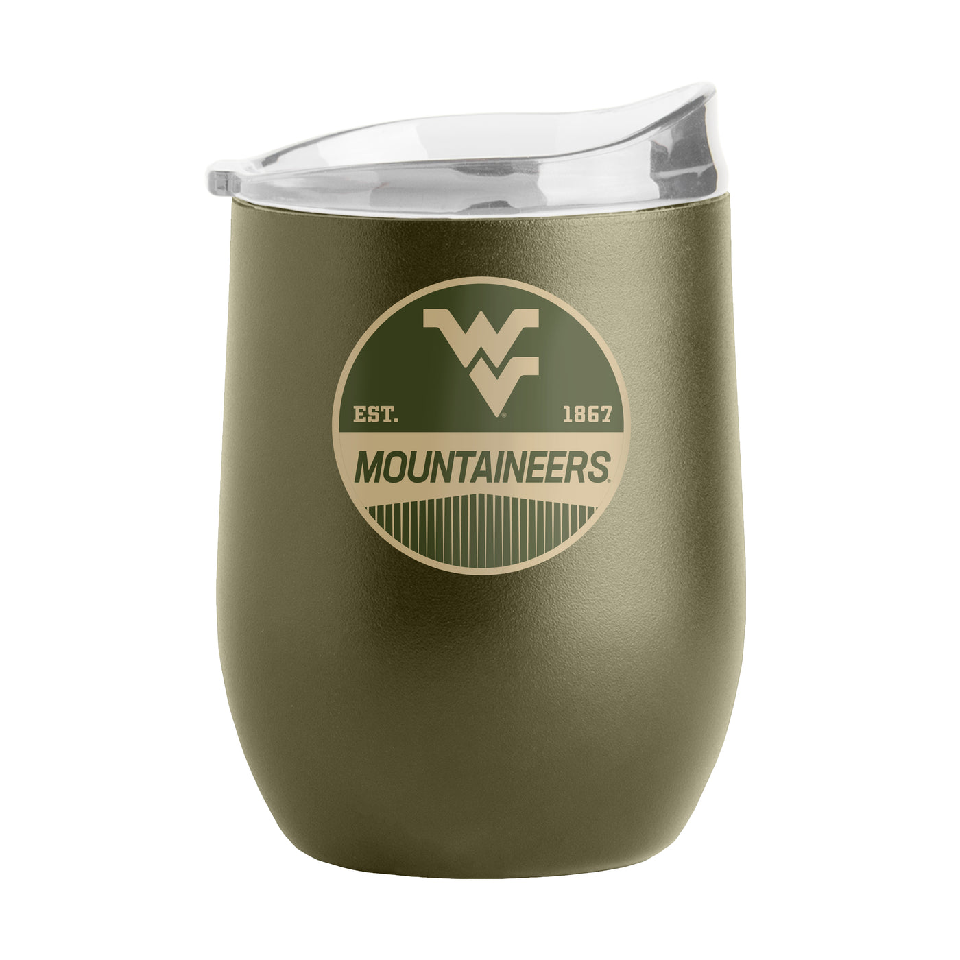 West Virginia 16oz Badge Powder Coat Curved Beverage - Logo Brands
