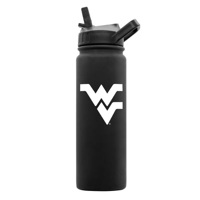 West Virginia 24oz Black Soft Touch Dbl Wall Btl - Logo Brands