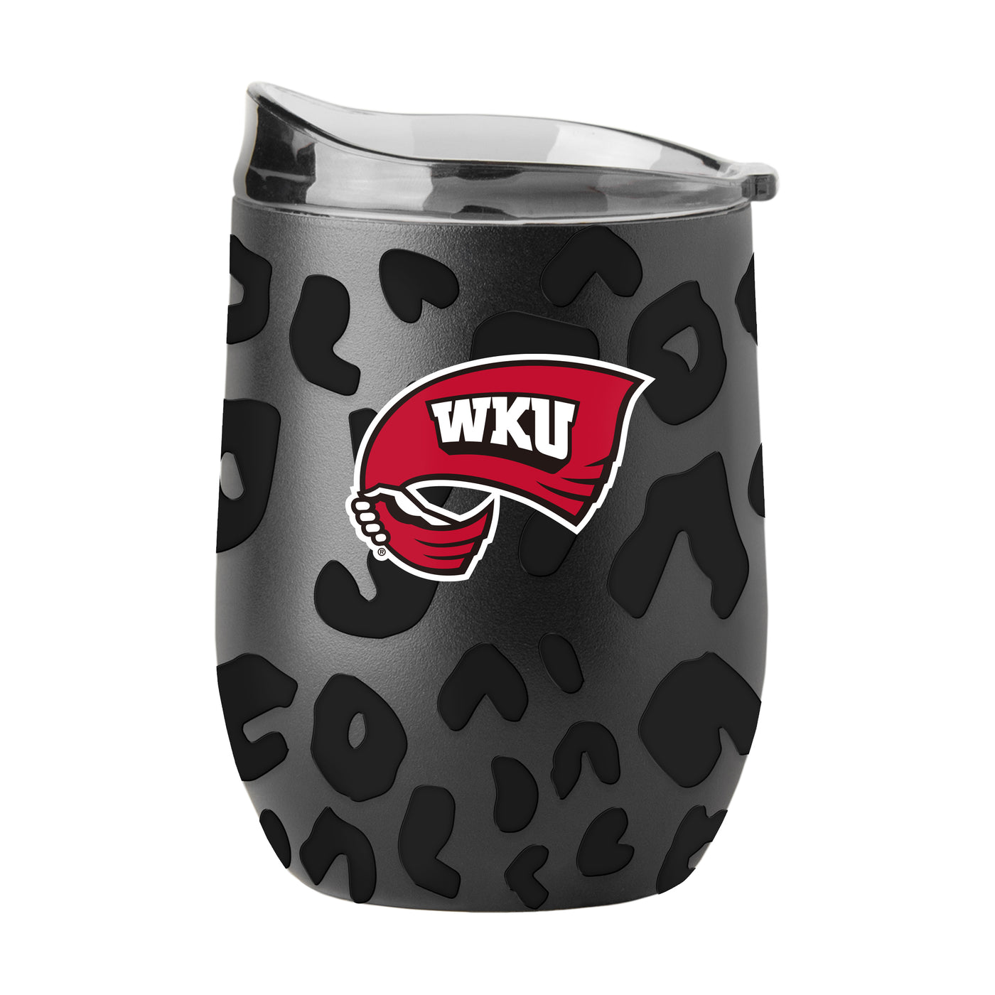 Western Kentucky Leopard 16oz Black Powdercoat Curved Beverage