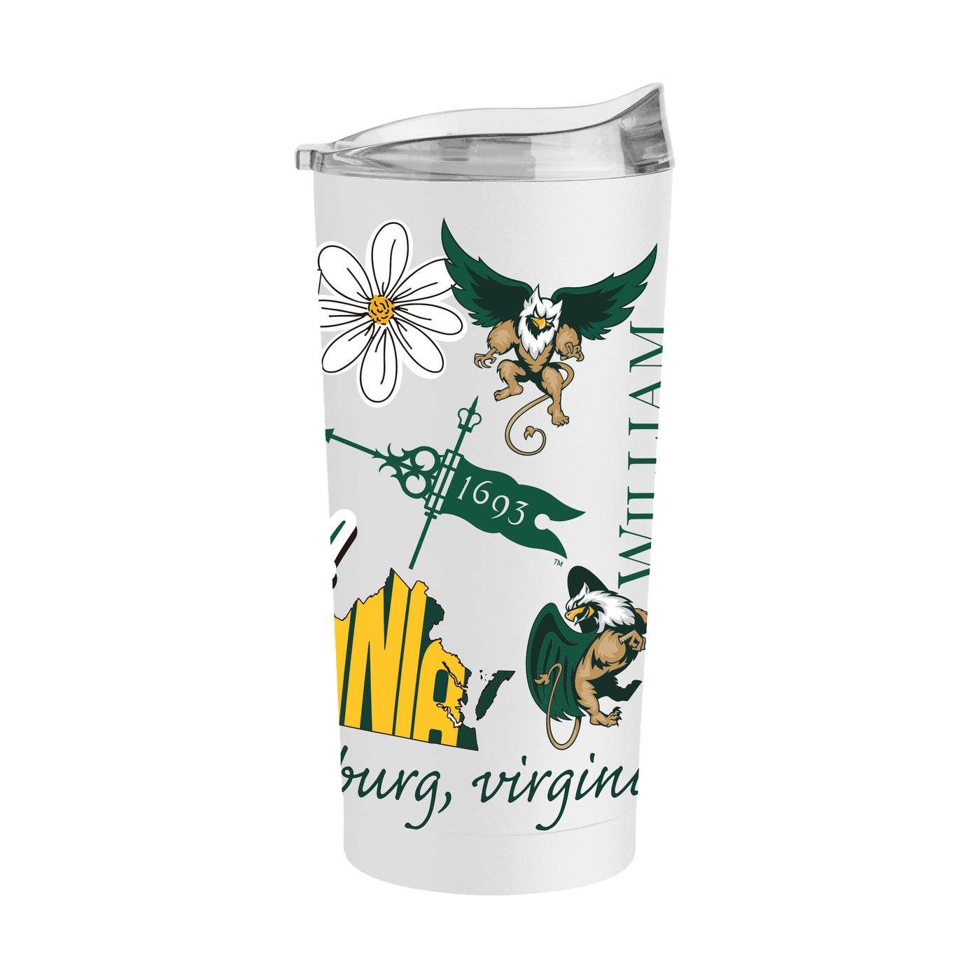 Willam and Mary 20oz Native Powder Coat Tumbler