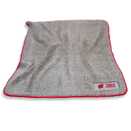 Wisconsin Personalized Frosty Fleece blanket from Logo Brands, featuring a soft, cozy fleece with custom Wisconsin design.