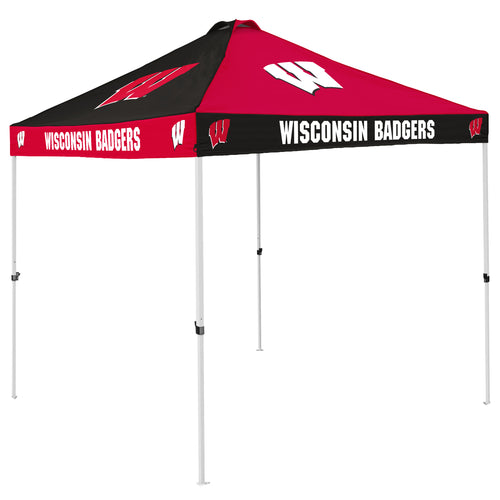 Wisconsin Checkerboard Canopy shelter by Logo Brands, featuring a vibrant checkered pattern and sturdy frame for outdoor use.
