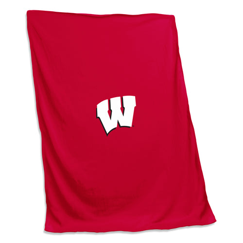 Wisconsin Sweatshirt Blanket by Logo Brands, soft cozy blanket featuring Wisconsin state design, perfect for warmth and comfort.