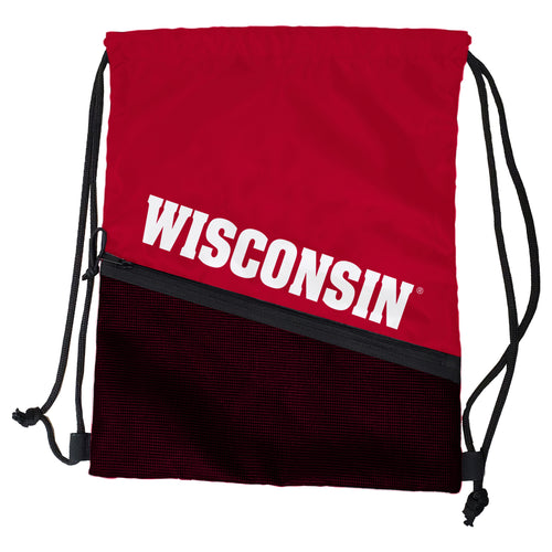 Wisconsin Tilt Backsack bag by Logo Brands featuring team logo and adjustable straps, ideal for fans and outdoor use.