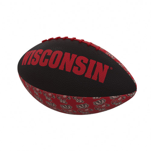 Wisconsin Repeating Mini-Size Rubber Football by Logo Brands, recreation toy with a classic football design.
