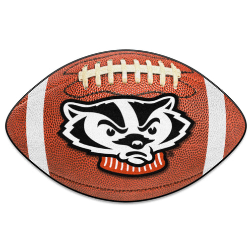 University of Wisconsin football mat by Logo Brands, featuring team logo and colors, durable mat for sports or display.