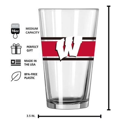 Wisconsin 16oz Stripe Pint Glass