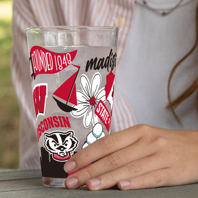 Wisconsin 16oz Native Pint Glass