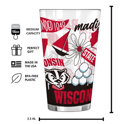 Wisconsin 16oz Native Pint Glass