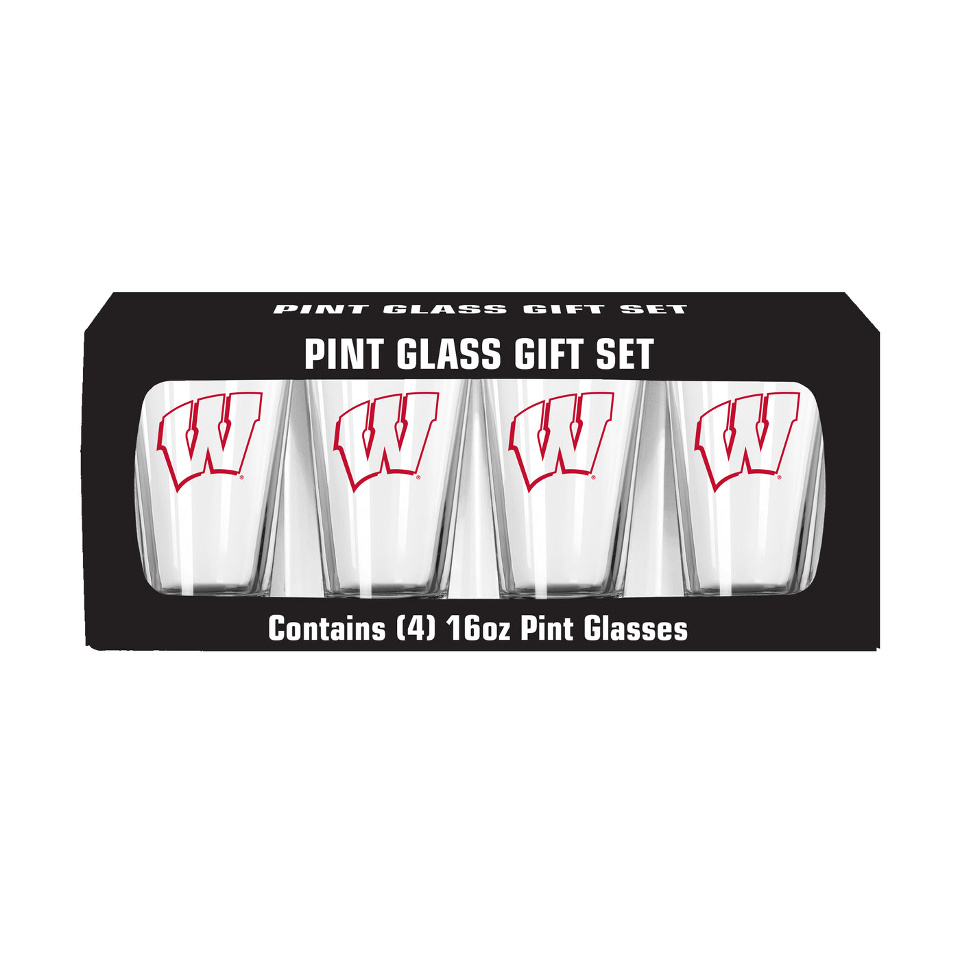 Wisconsin 16oz Gameday Pint Glass 4 Pack