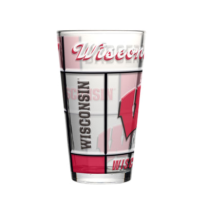 Wisconsin 16oz Quilted Stained Pint Glass