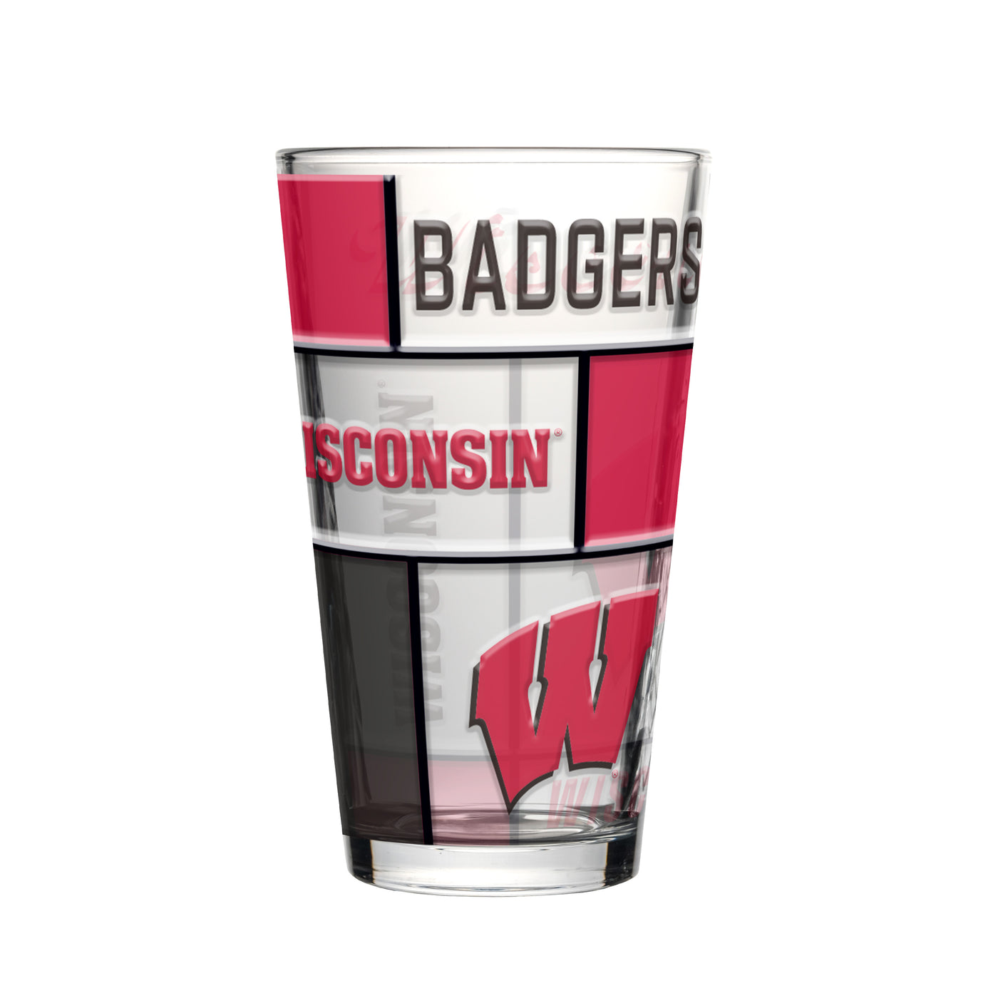Wisconsin 16oz Quilted Stained Pint Glass