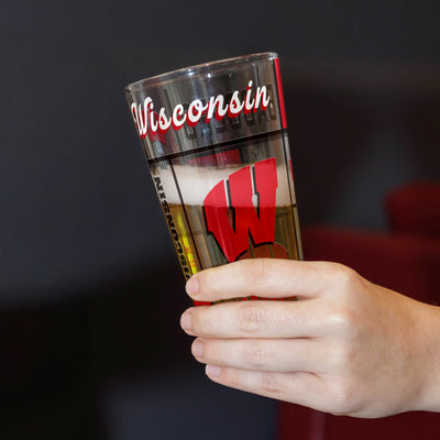 Wisconsin 16oz Quilted Stained Pint Glass