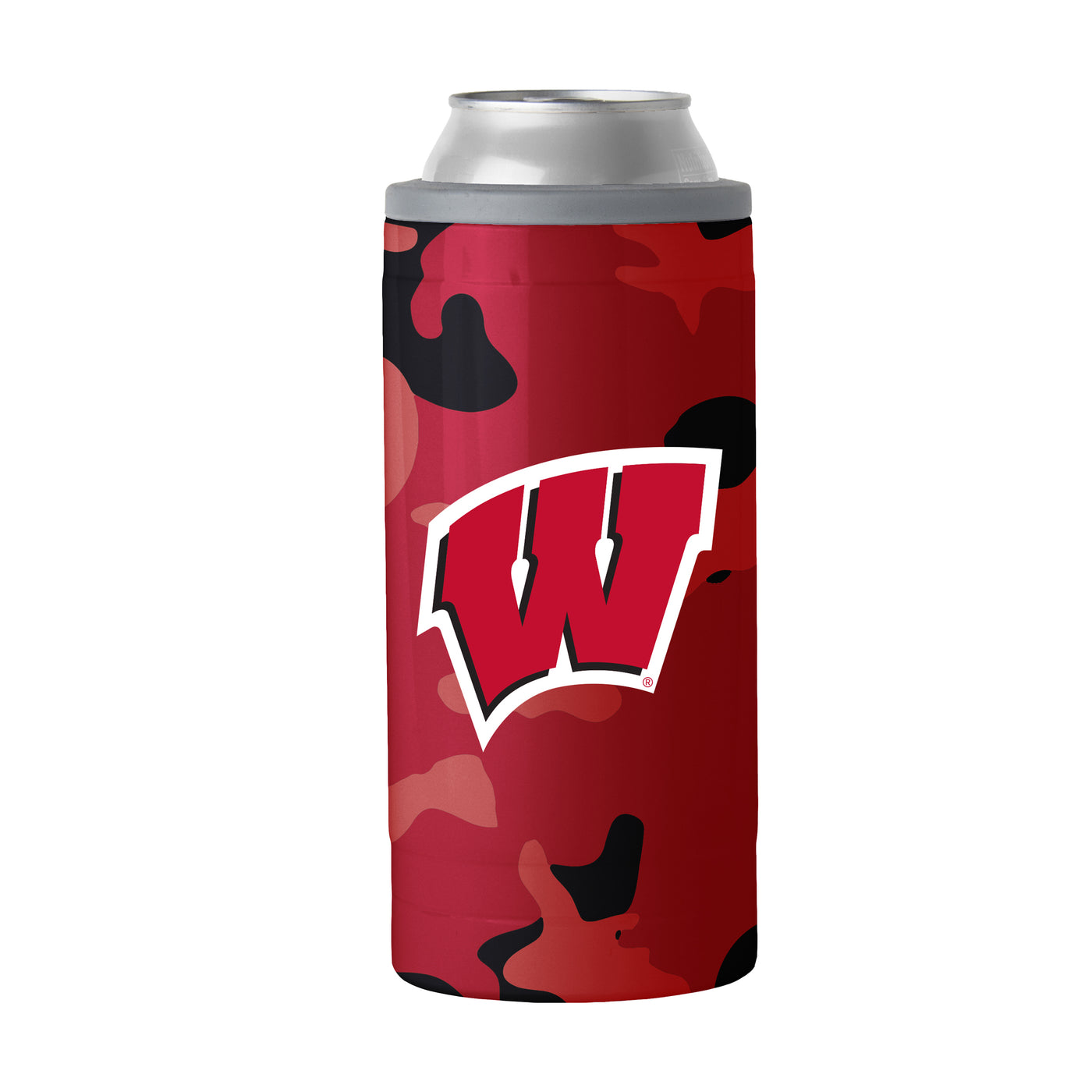 Wisconsin 12oz Camo Swagger Slim Can Coolie