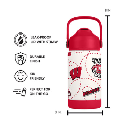 Wisconsin 12oz Mascot SS Kids Bottle
