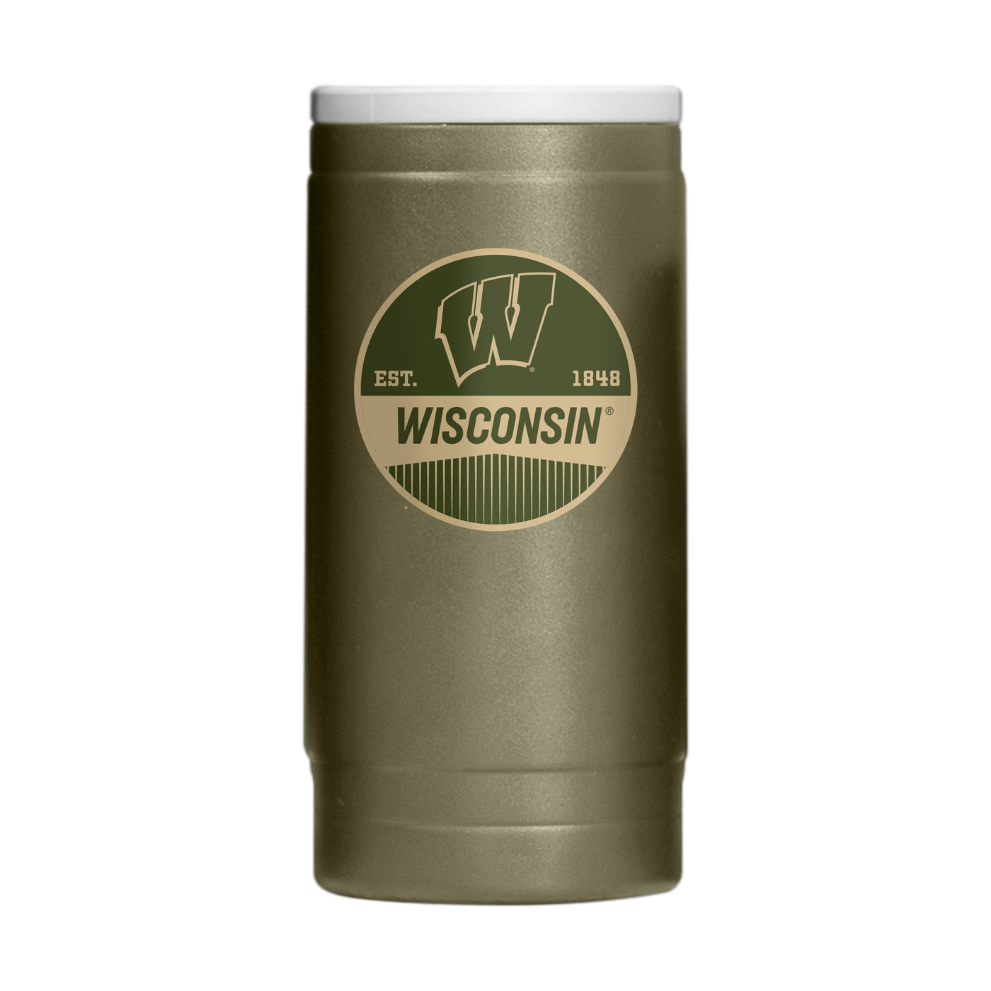 Wisconsin  Badge Powder Coat Slim Can Coolie