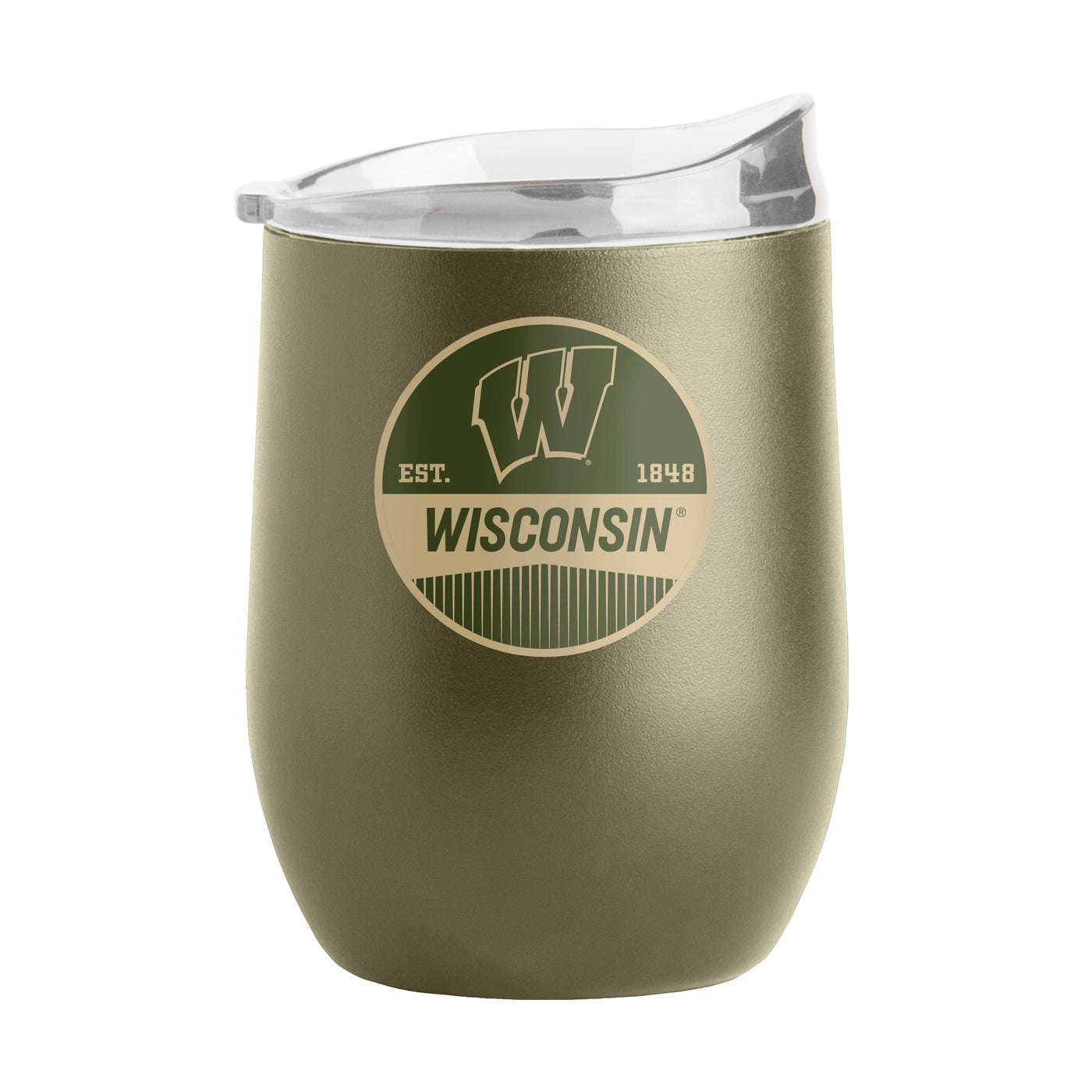 Wisconsin 16oz Badge Powder Coat Curved Beverage - Logo Brands