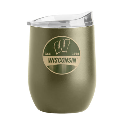Wisconsin 16oz Badge Powder Coat Curved Beverage - Logo Brands