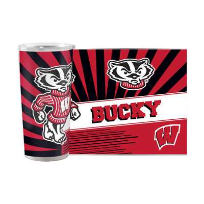 Wisconsin 20oz Mascot Stainless Tumbler