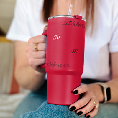 Wisconsin 24oz Step And Repeat Tumbler w/Handle